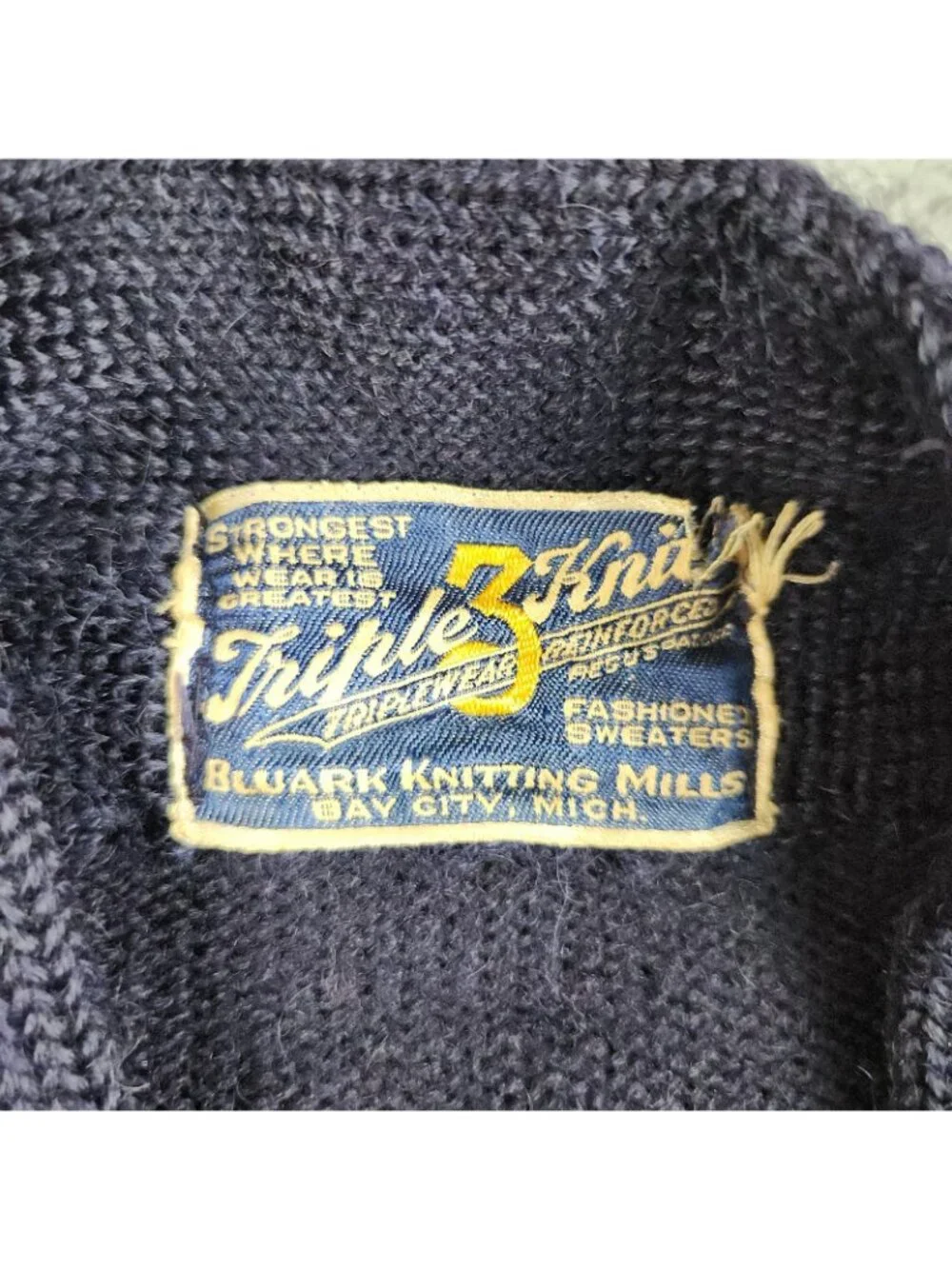 VTG‎ High School Varsity Letterman Wool Cardigan Small/Med Navy Blue Yellow 